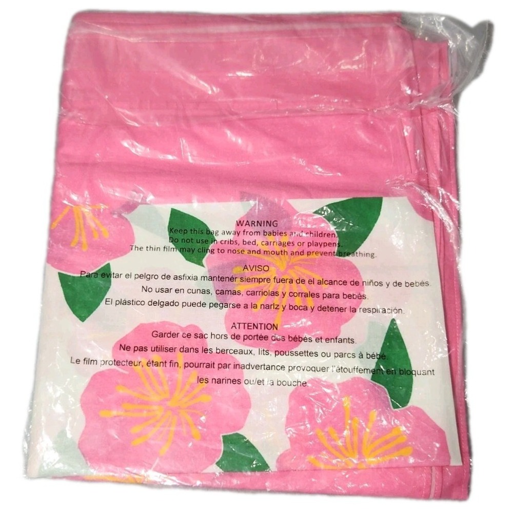 Kathleen Maeve Pareo Pink Hibiscus Floral Cotton Voile Wrap Sarong Cover Up NEW - Picture 5 of 6
